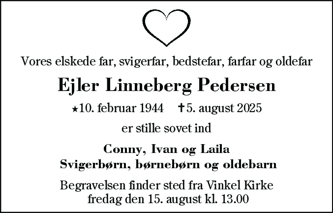 Dødsannonce for Ejler Linneberg Pedersen