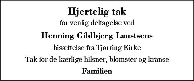 Dødsannonce for Henning Gildbjerg Laustsen