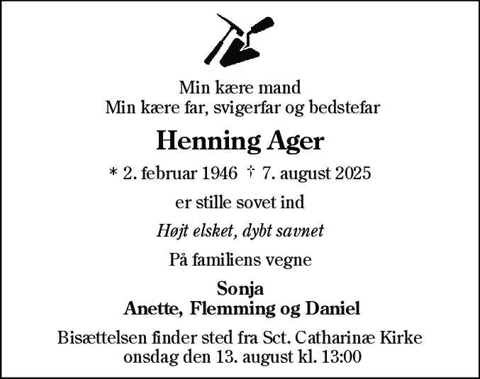 Dødsannonce for Henning Ager