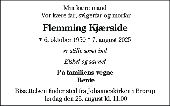 Dødsannonce for Flemming Kjærside