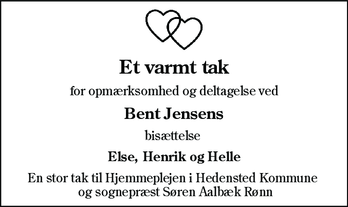 Dødsannonce for Arne Bent Jensen