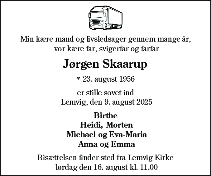 Dødsannonce for Jørgen Skaarup