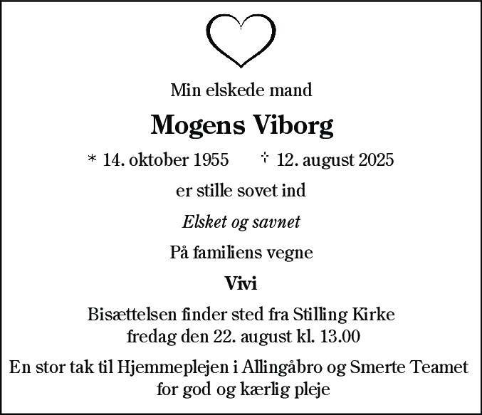 Dødsannonce for Mogens Viborg
