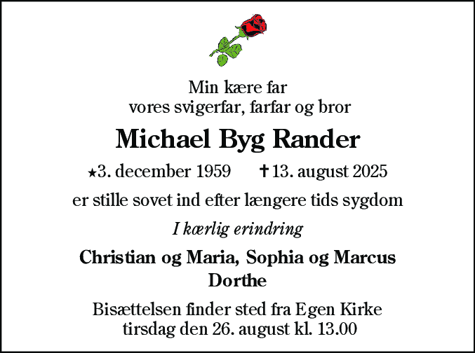 Dødsannonce for Michael Rander
