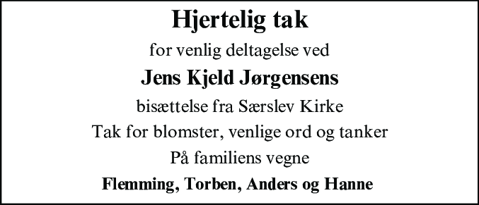 Dødsannonce for Jens Kjeld Jørgensen