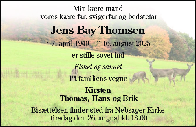 Dødsannonce for Jens Bay Thomsen