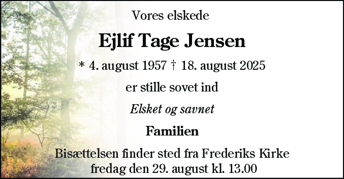 Dødsannonce for Ejlif Tage Jensen