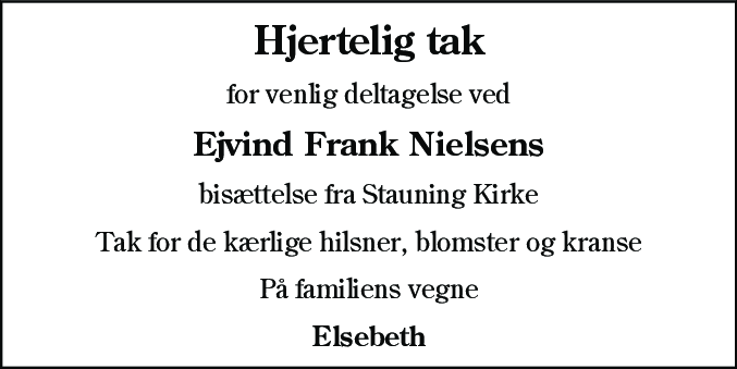 Dødsannonce for Ejvind Frank Nielsen