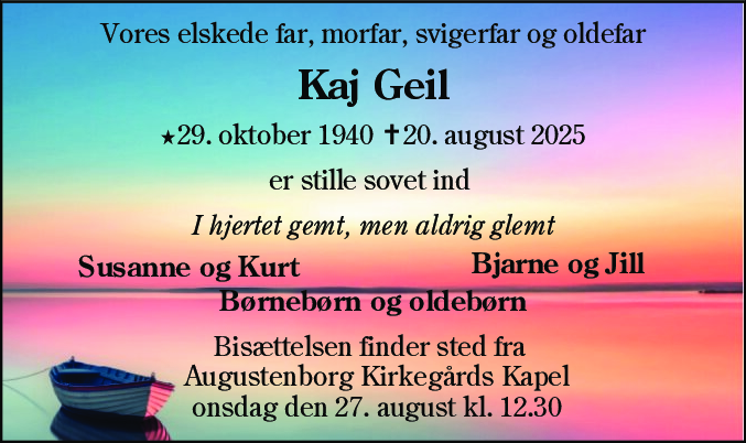 Dødsannonce for Kaj Geil
