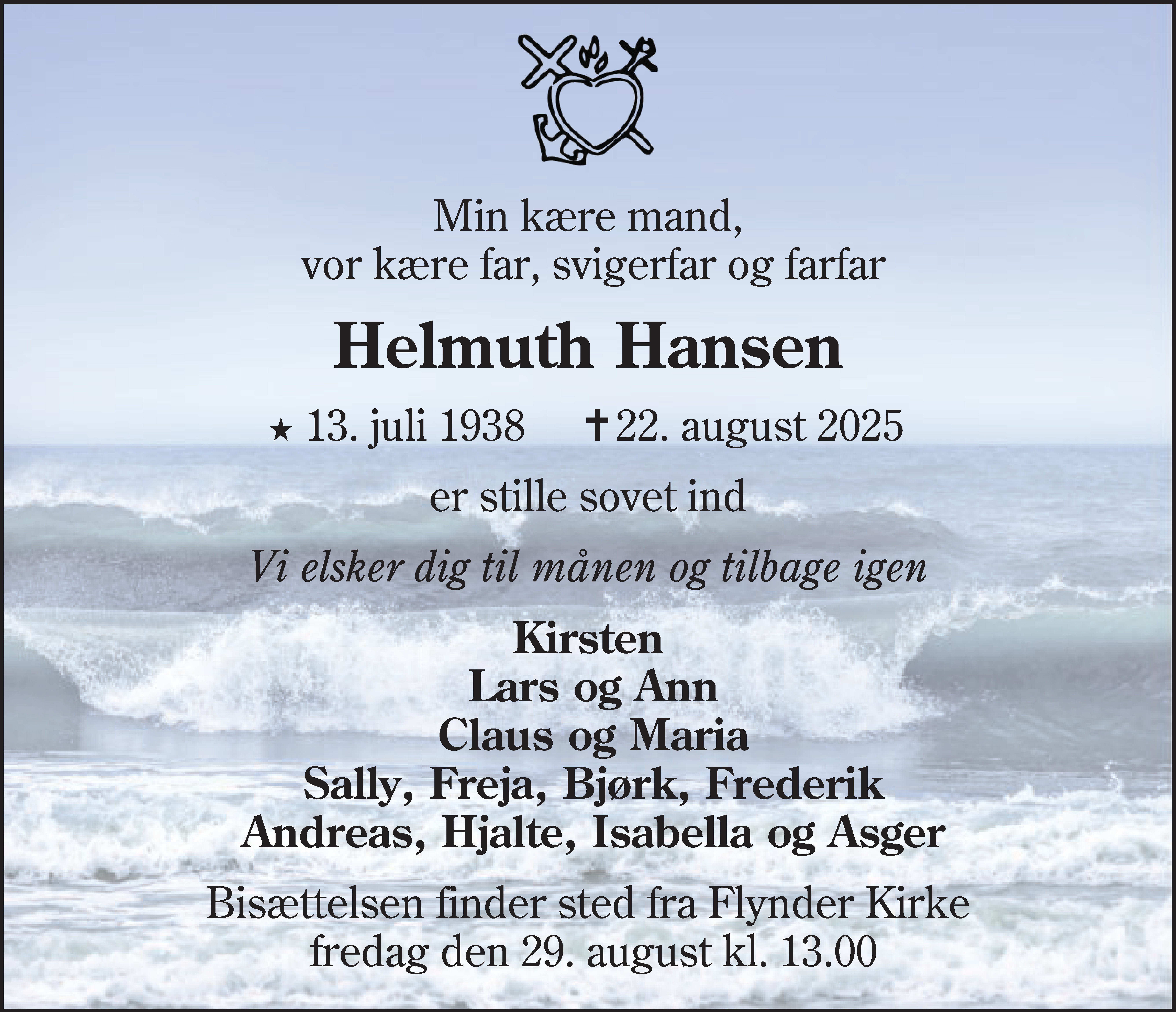 Dødsannonce for Helmuth Hansen