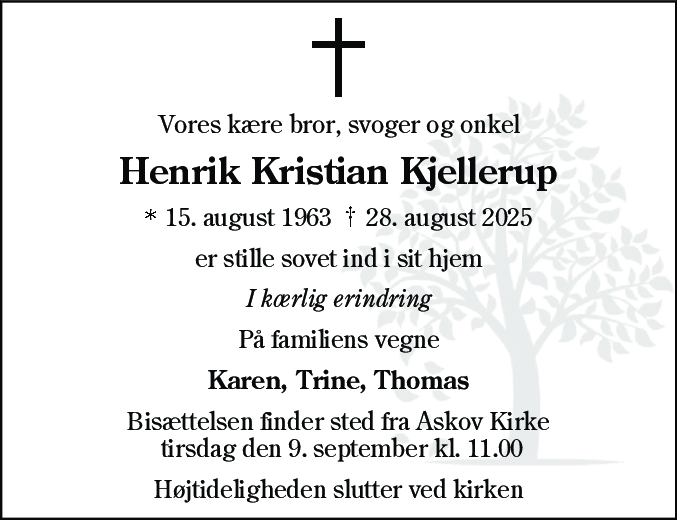 Dødsannonce for Henrik Kristian Kjellerup