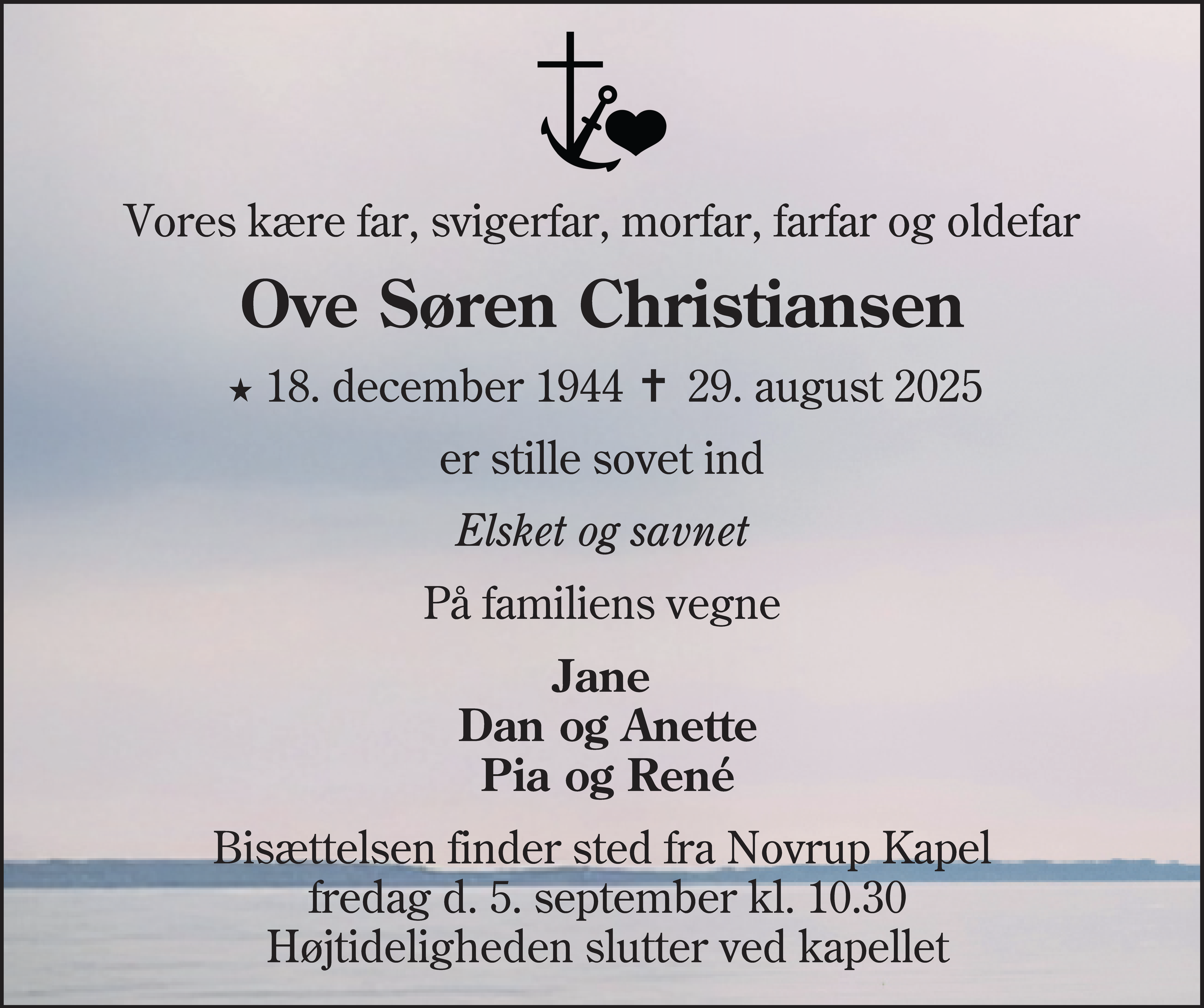 Dødsannonce for Ove Søren Christiansen