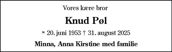 Dødsannonce for Knud Pøl Nielsen