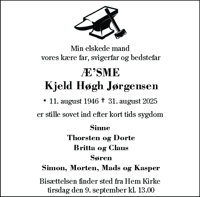 Dødsannonce for Kjeld Høgh Jørgensen
