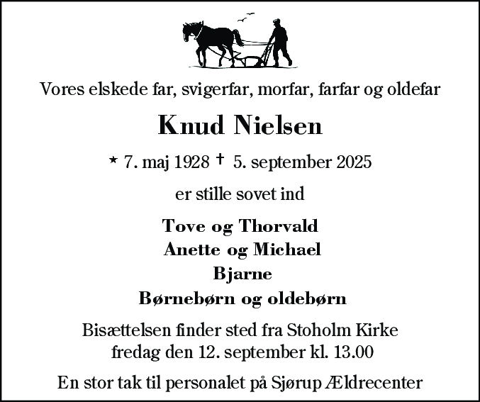 Dødsannonce for Knud Nielsen