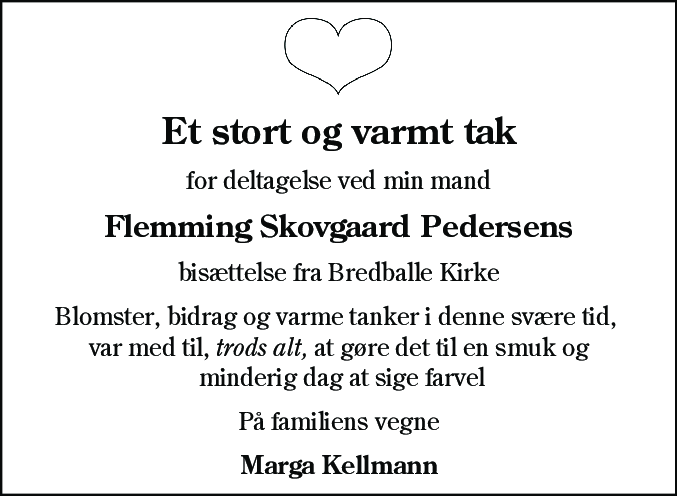 Dødsannonce for Flemming Skovgaard Pedersen