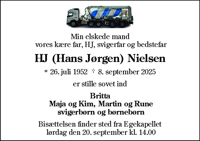 Dødsannonce for Hans Jørgen Nielsen