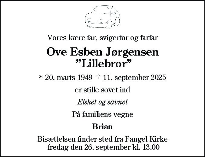 Dødsannonce for Ove Esben Jørgensen