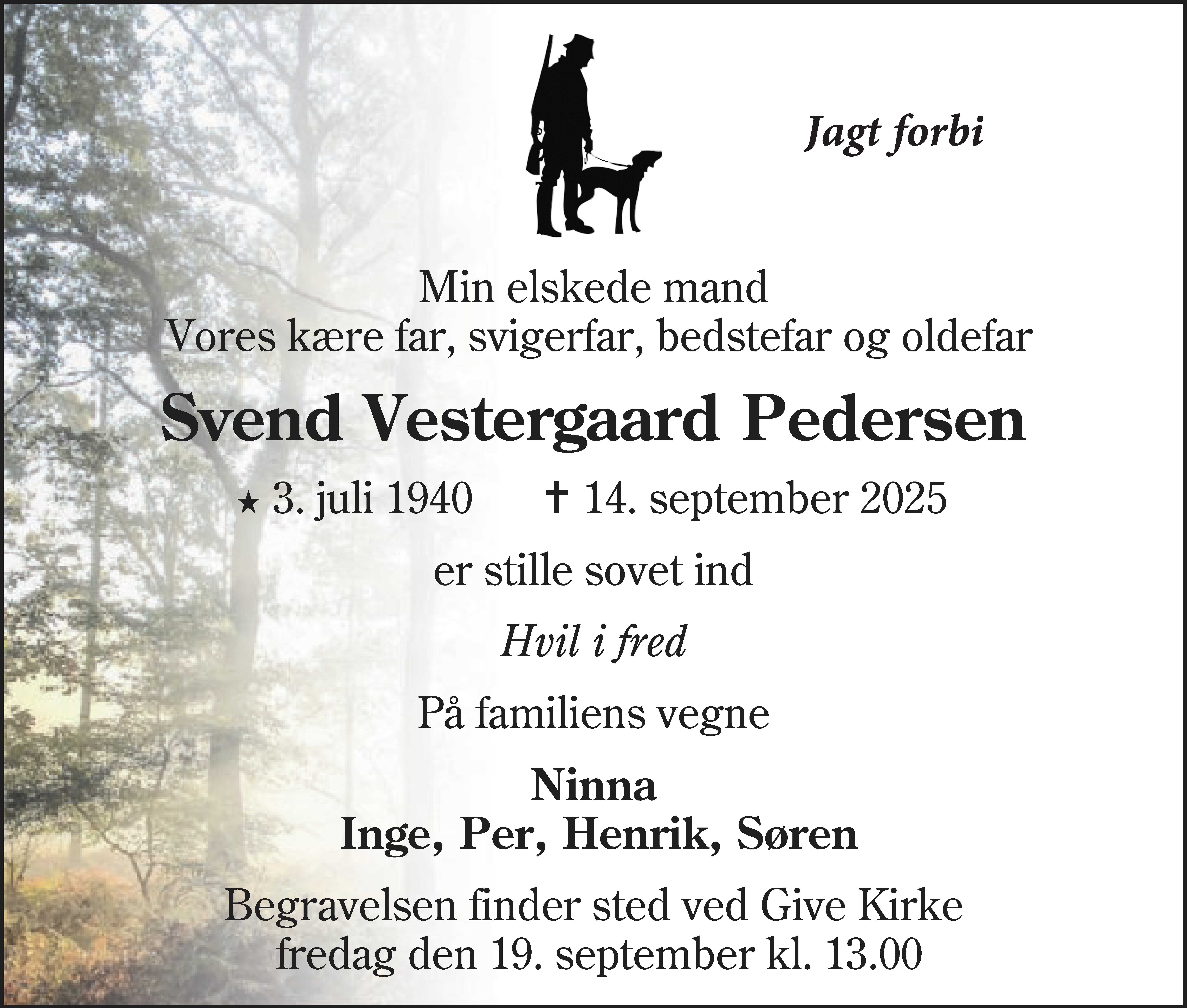 Dødsannonce for Svend Vestergaard Pedersen