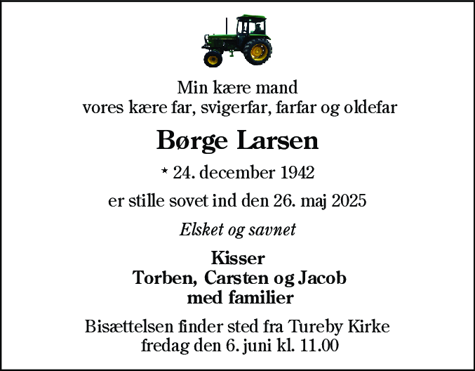 Dødsannonce for Børge Larsen