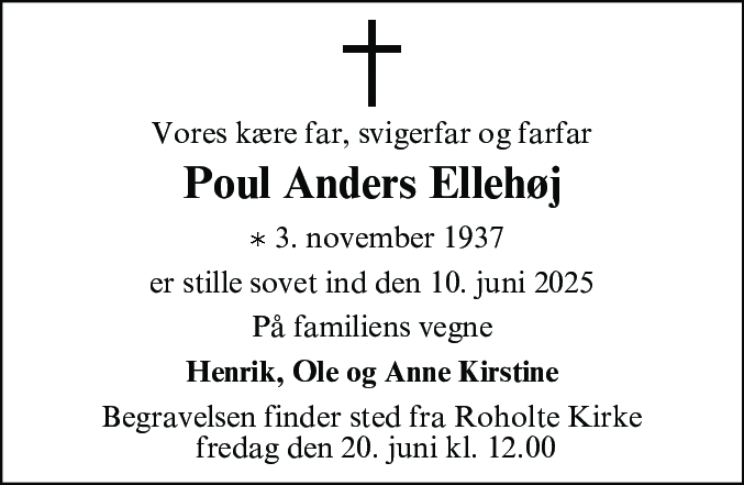 Dødsannonce for Poul Anders Ellehøj