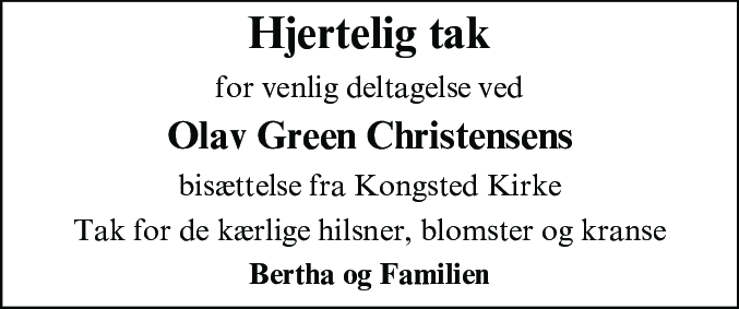 Dødsannonce for Olav Green Christensen
