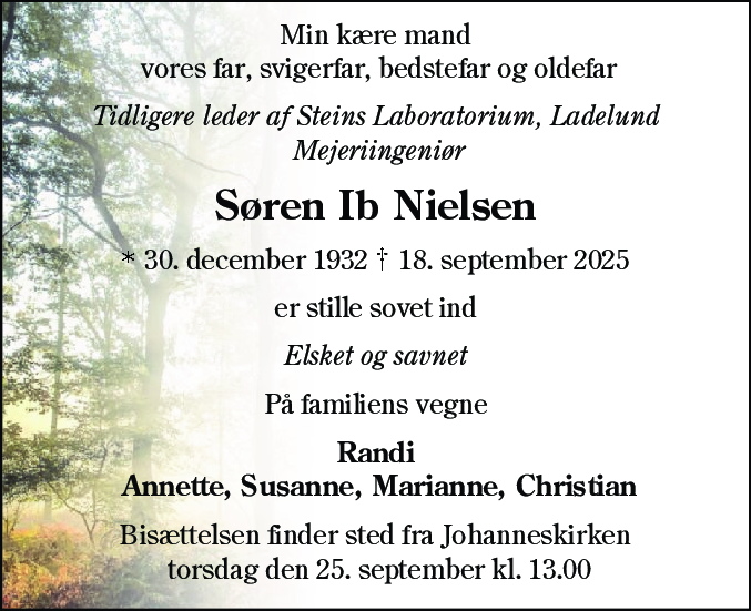 Dødsannonce for Søren Ib Nielsen