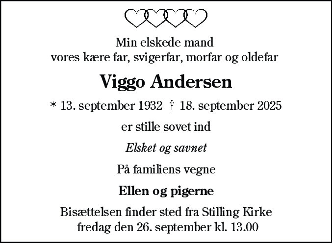 Dødsannonce for Viggo Andersen