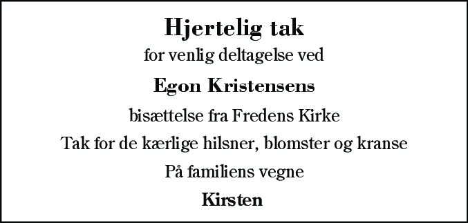 Dødsannonce for Egon Kristensen
