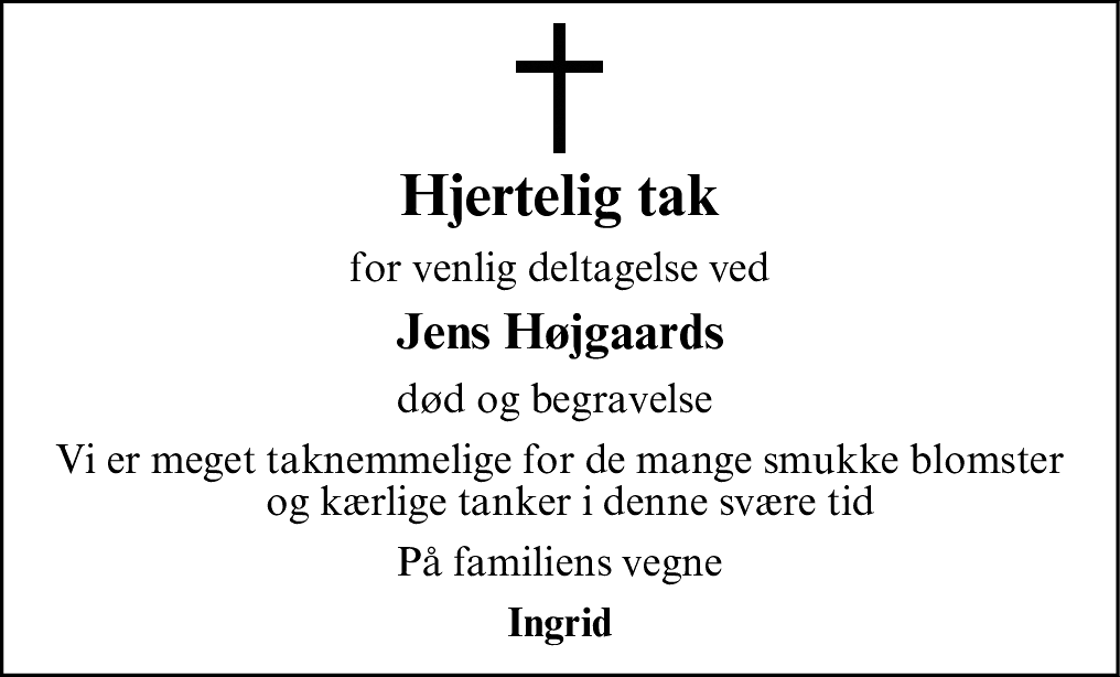 Dødsannonce for Jens Højgaard Kristensen