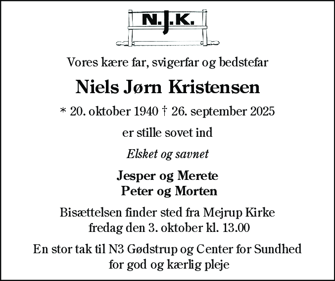 Dødsannonce for Niels Jørn Kristensen