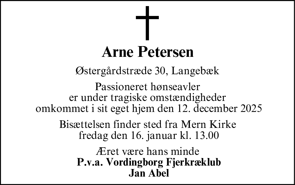 Dødsannonce for Arne Knud Anders Petersen