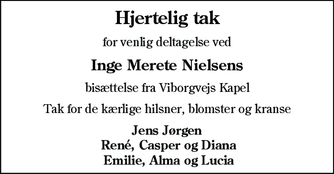 Dødsannonce for Inge Merete Nielsen