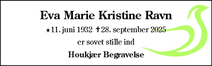 Dødsannonce for Eva Marie Kristine Ravn