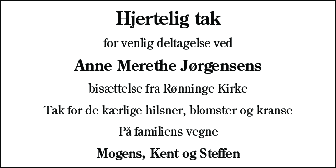 Dødsannonce for Anne Merethe Jørgensen