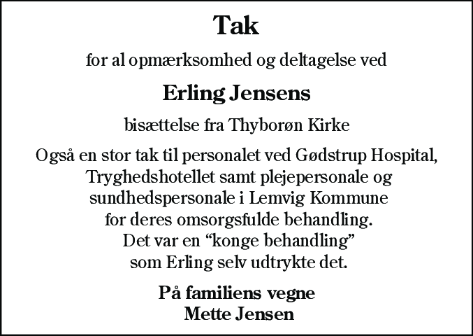 Dødsannonce for Erling Jensen