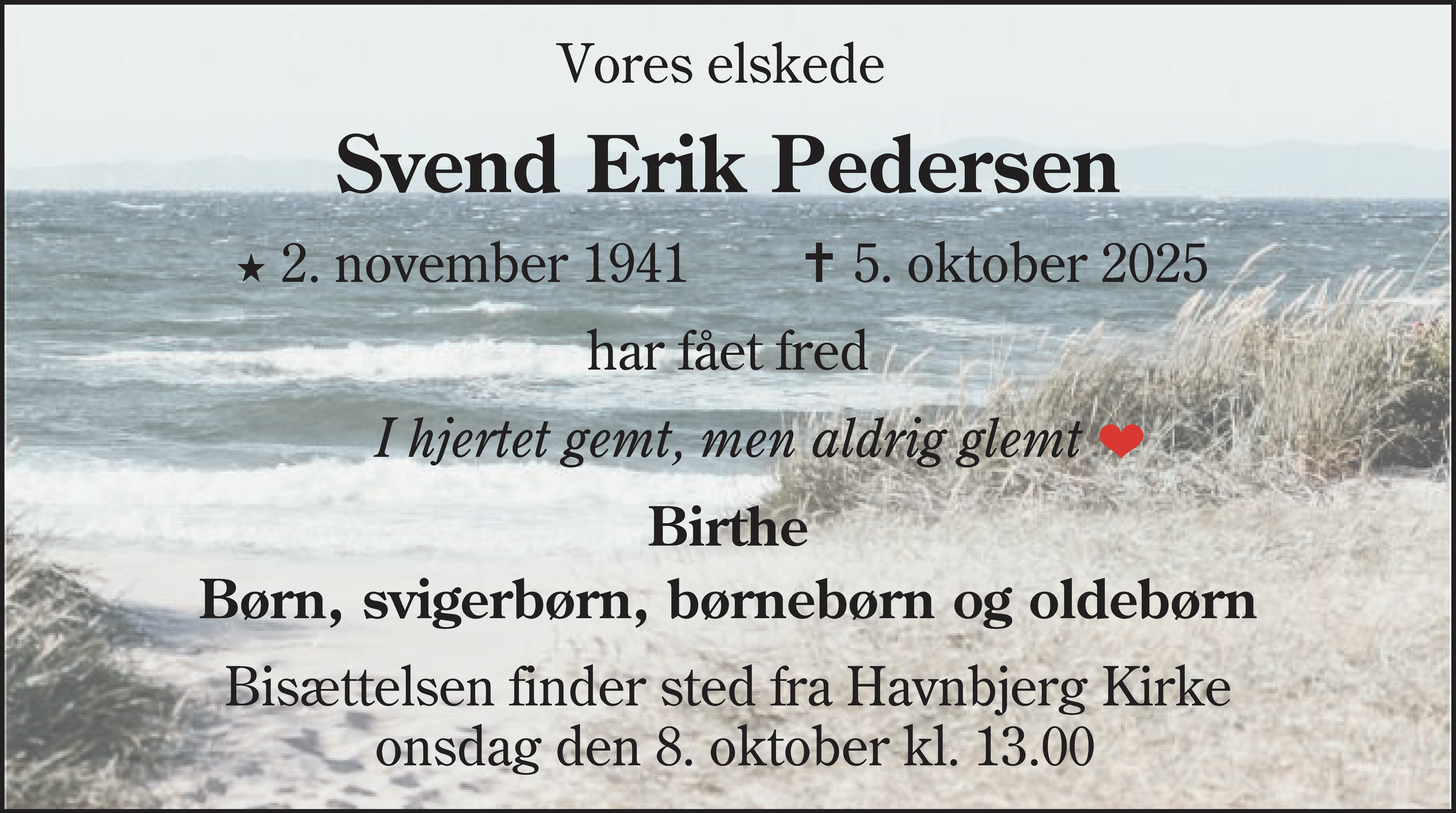 Dødsannonce for Svend Erik Pedersen