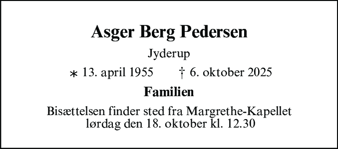 Dødsannonce for Asger Berg Pedersen