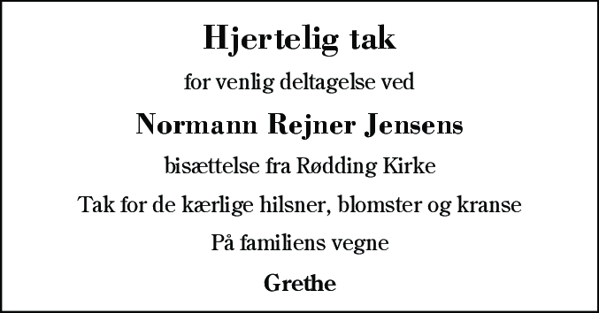 Dødsannonce for Normann Rejner Jensen