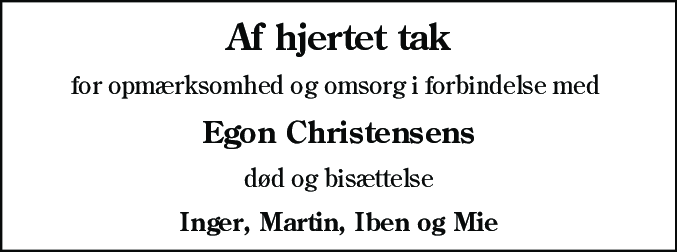 Dødsannonce for Egon Christensen