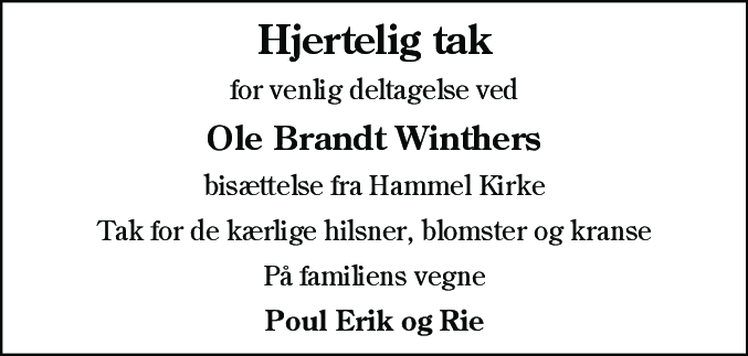 Dødsannonce for Ole Brandt Winther