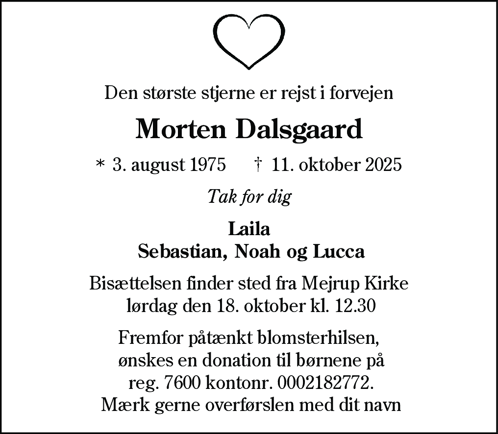 Dødsannonce for Morten Dalsgaard
