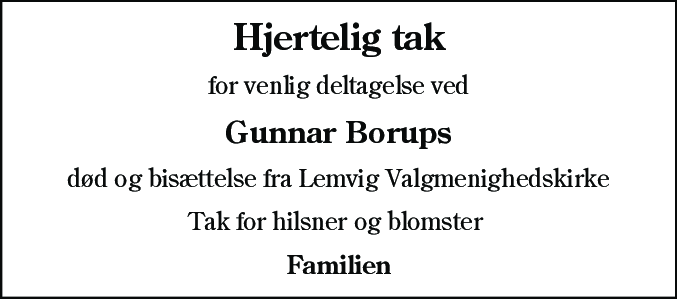 Dødsannonce for Gunnar Borup Kristensen