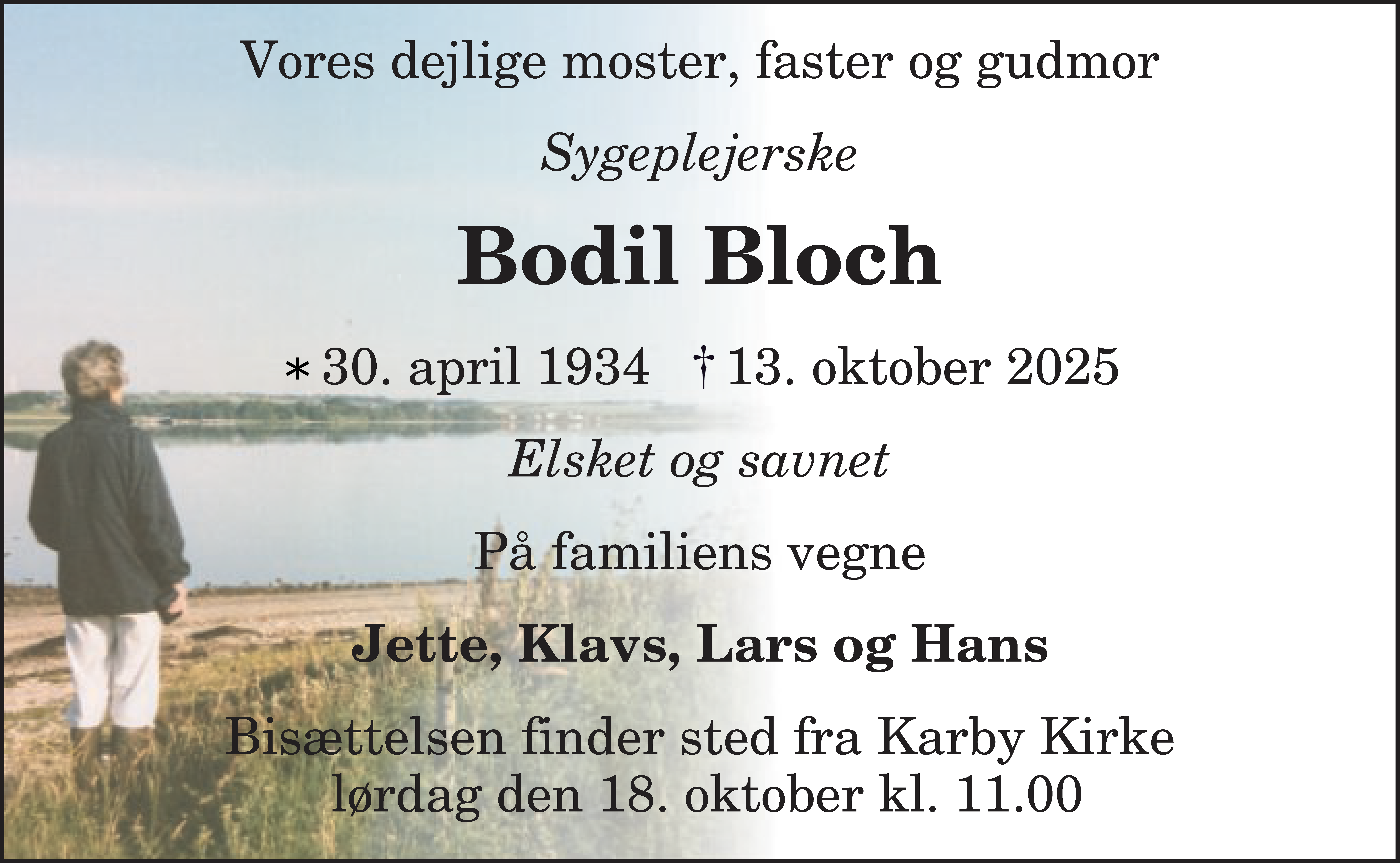 Dødsannonce for Ellen Bodil Bloch