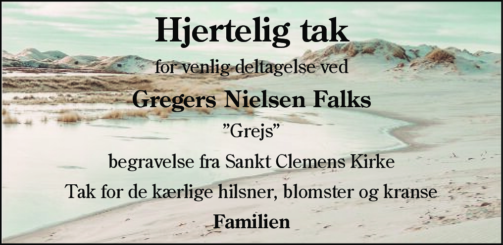 Dødsannonce for Gregers Nielsen Falk