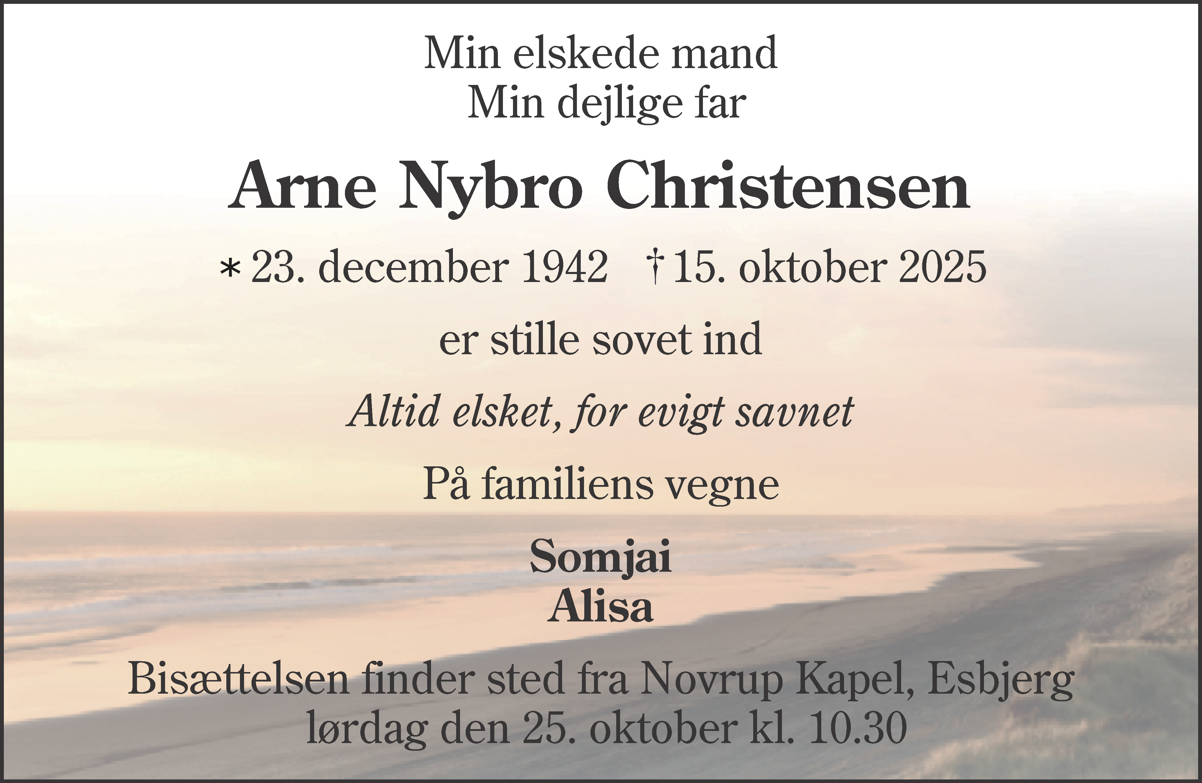 Dødsannonce for Arne Nybro Christensen
