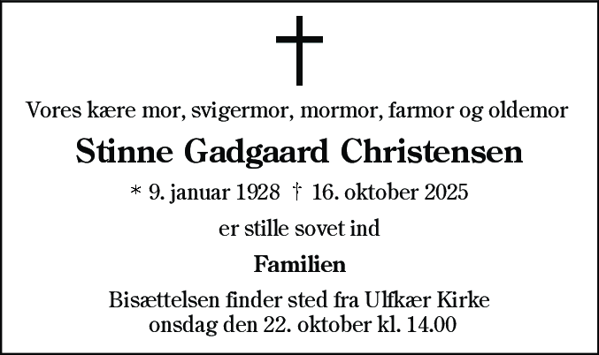 Dødsannonce for Kristine Christensen