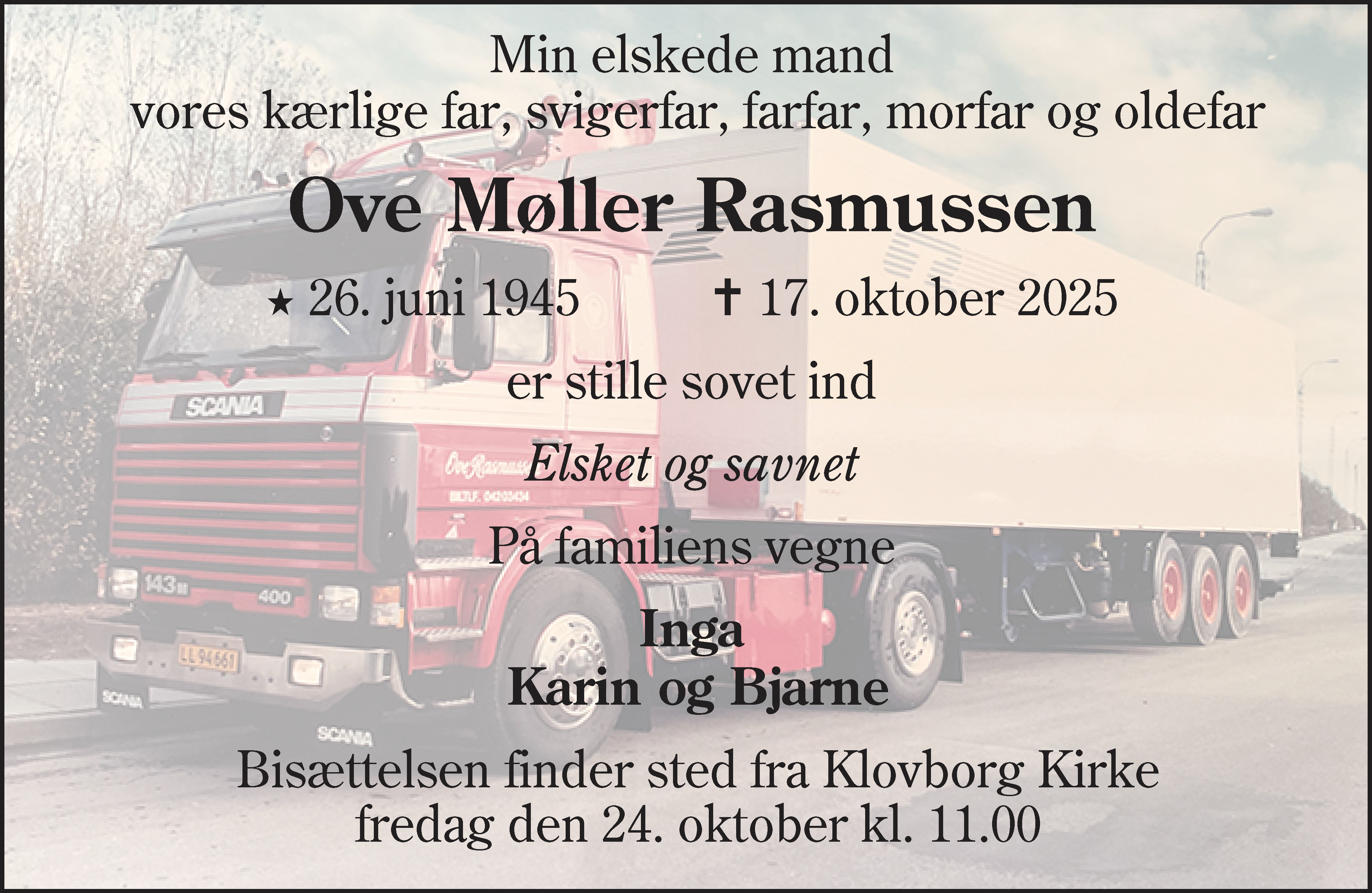 Dødsannonce for Ove Møller Rasmussen