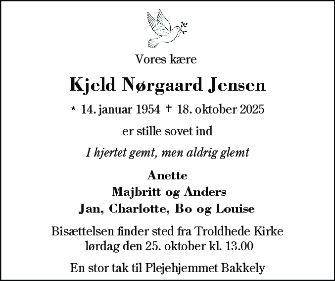 Dødsannonce for Kjeld Nørgaard Jensen