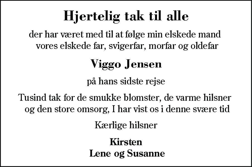 Dødsannonce for Viggo Jensen